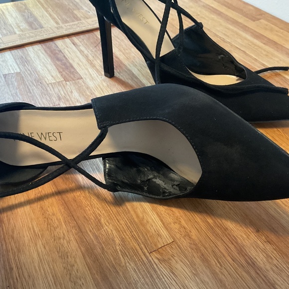 Nine West black suede strappy high heeled shoes - Picture 9 of 9